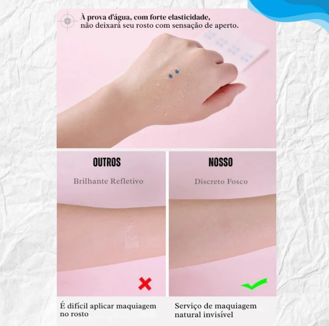 Adesivo Lifting Facial Invisível com 40 Unidades – Efeito Instantâneo Antirrugas e Firmeza no Rosto