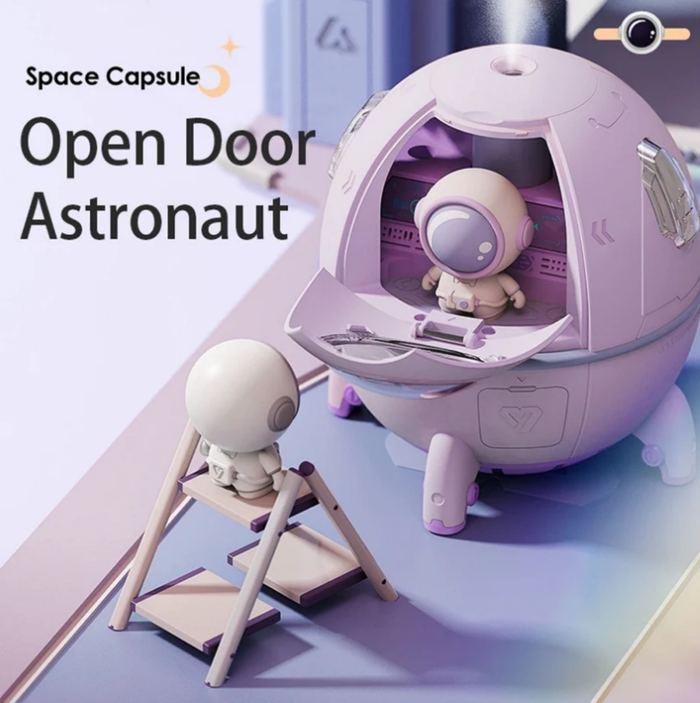 Umidificador de Ar Astronauta 220ml Luz LED Colorida Pulverizador De Névoa USB