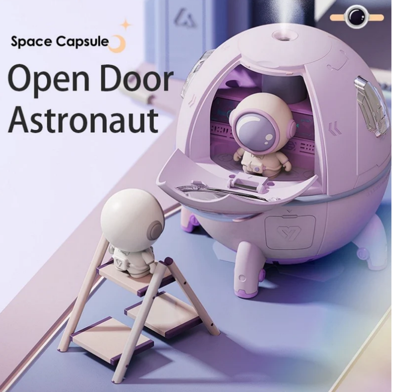 Umidificador de Ar Astronauta 220ml Luz LED Colorida Pulverizador De Névoa USB