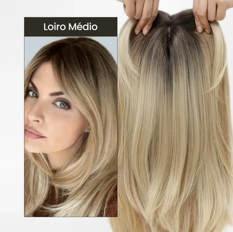 Topo de Cabelo Natural com Franja 45cm | Para Alopecia e Falhas
