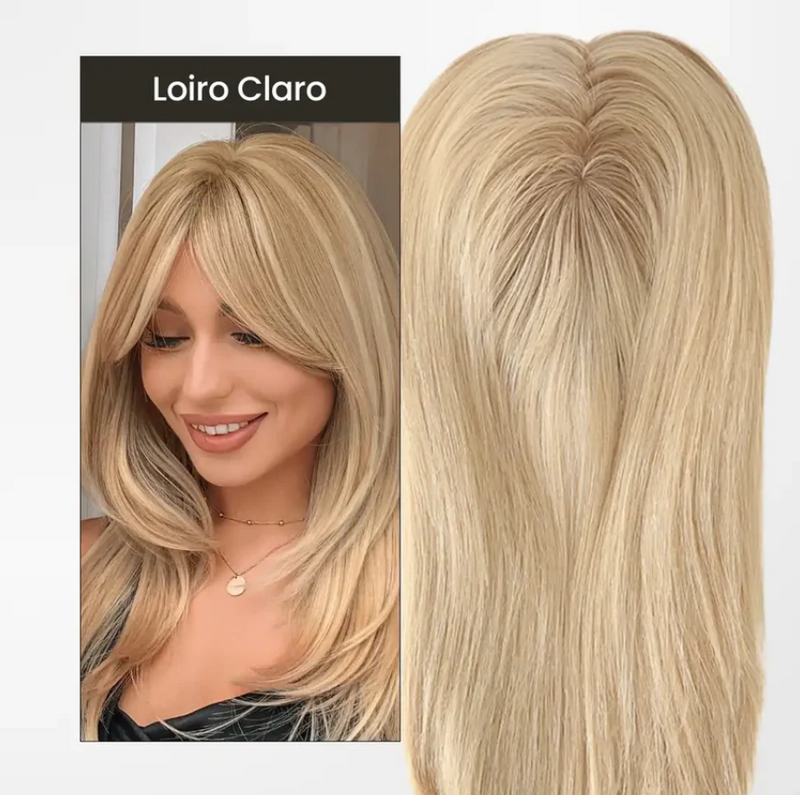 Topo de Cabelo Natural com Franja 45cm | Para Alopecia e Falhas