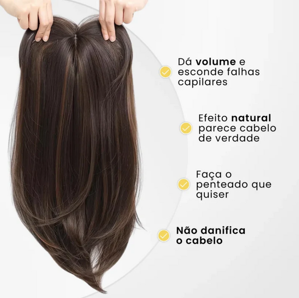 Topo de Cabelo Natural com Franja 45cm | Para Alopecia e Falhas