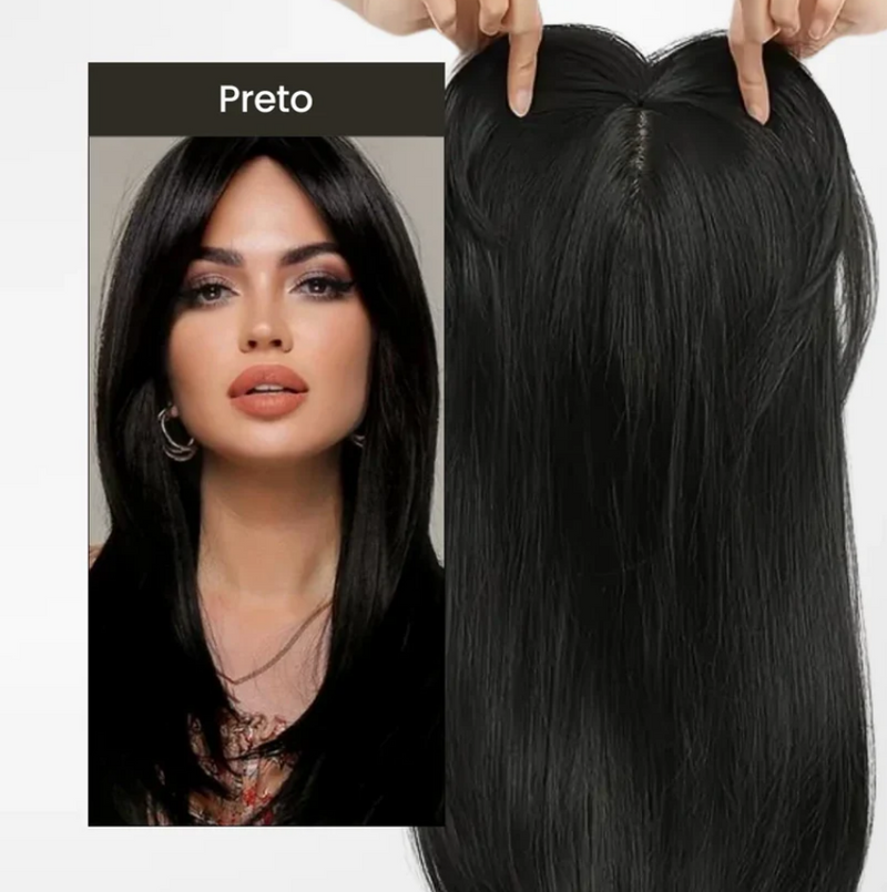 Topo de Cabelo Natural com Franja 45cm | Para Alopecia e Falhas