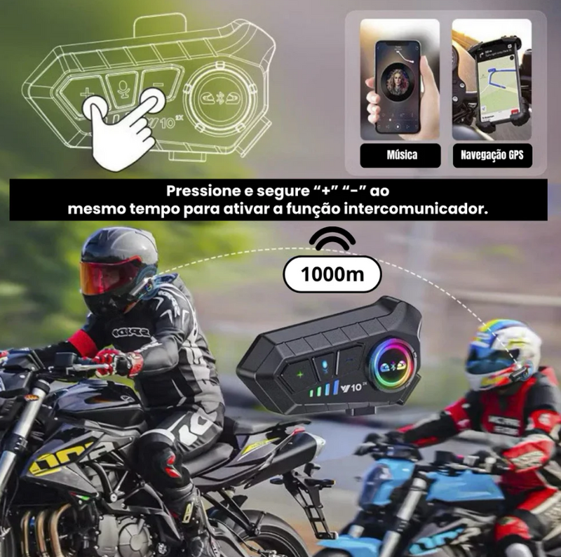 Fone de Ouvido para Capacete - Chamadas Mãos Livres