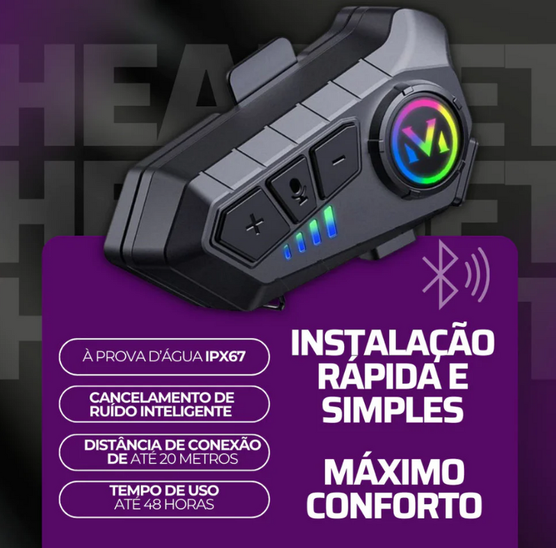 Fone de Ouvido para Capacete - Chamadas Mãos Livres