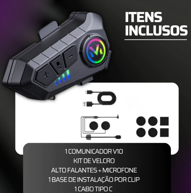 Fone de Ouvido para Capacete - Chamadas Mãos Livres